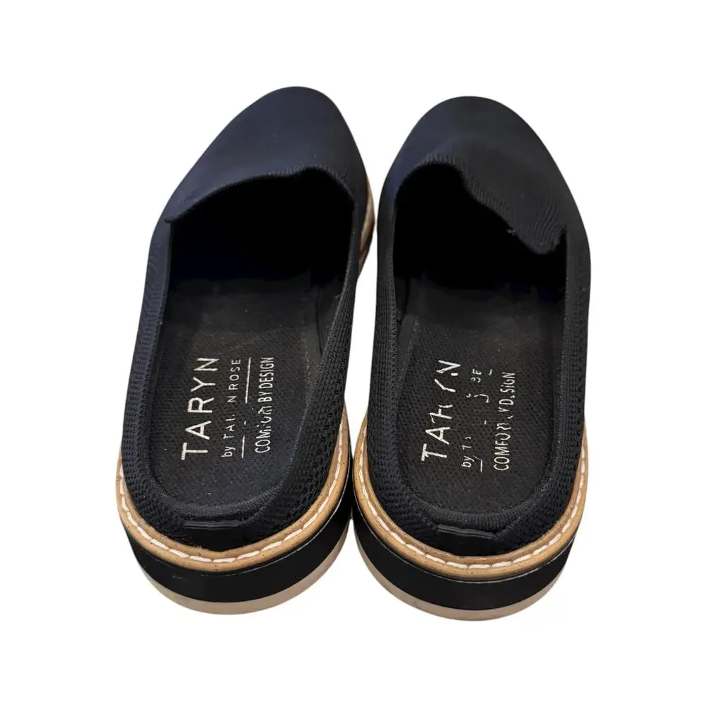 Taryn Rose Knit Slip On Mule Loafers Black Women’s 9.5